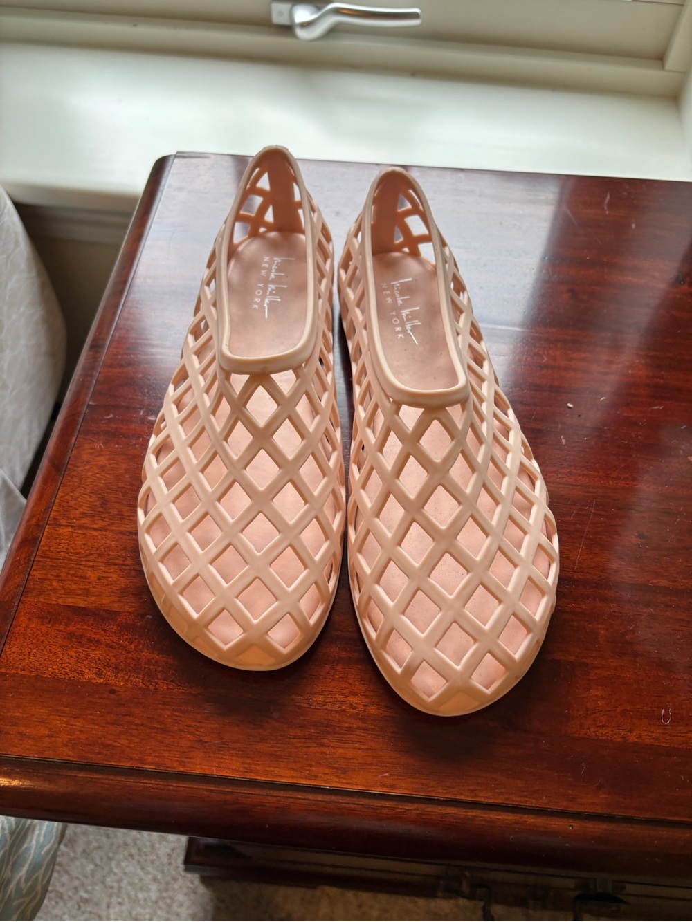 Nicole Miller Pink Jelly Lattice Flats